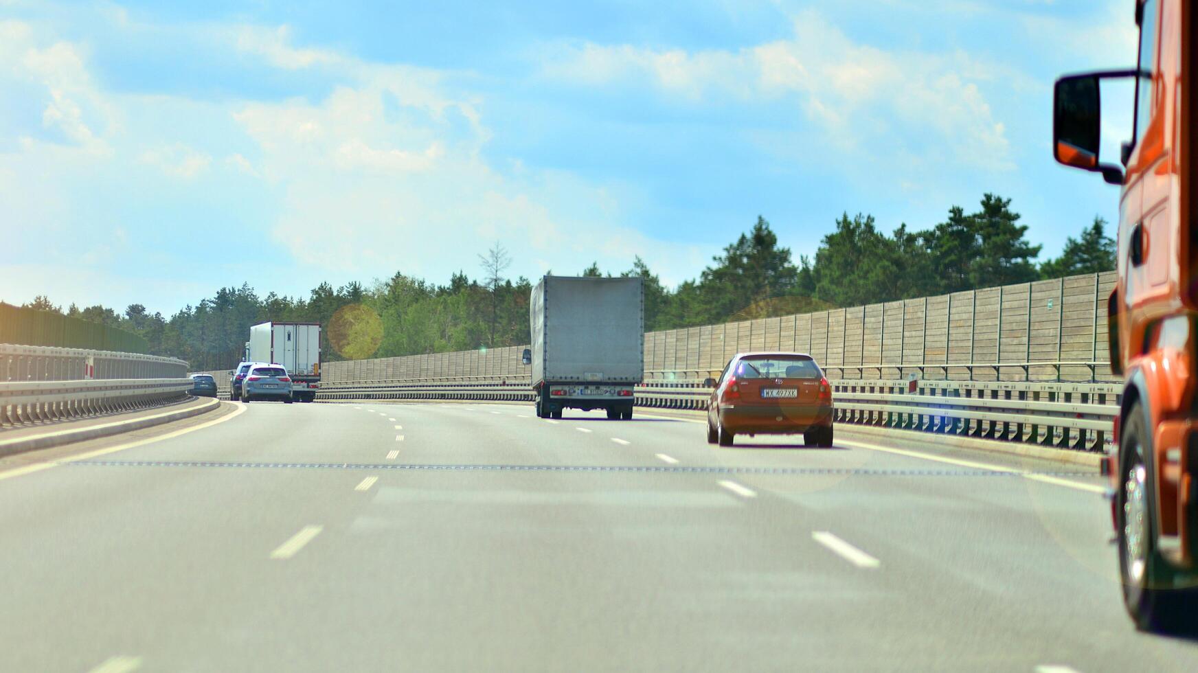 Warsaw, Poland. 15 July 2024. View of cars on the expressway S2, southern bypass of Warsaw in Wawer district. photo