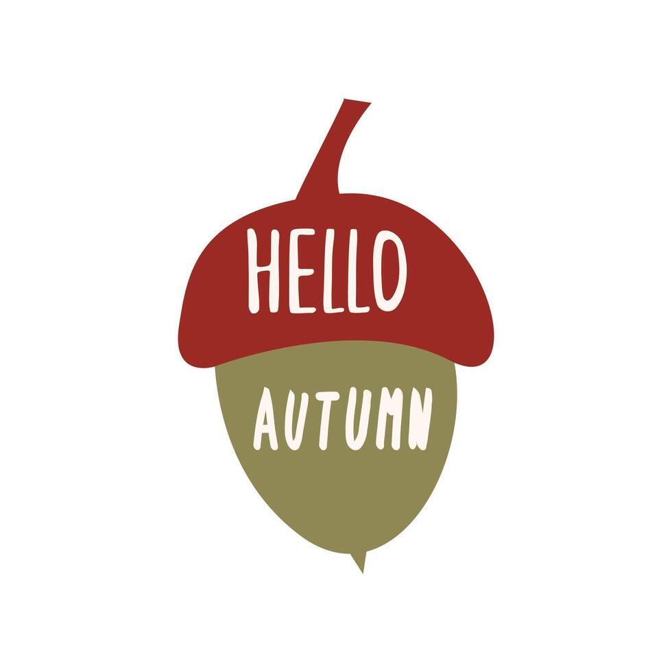 Autumn hand drawn lettering hello autumn. Fall season handwritten slogan. Autumn phrase with cute cozy design elements isolate on white . vector
