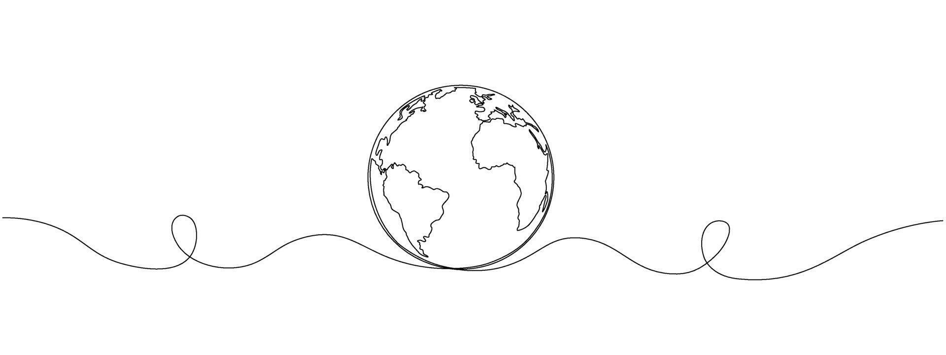 Continuous line drawing of the earth. Symbol of the globe drawn with one line . illustration. vector