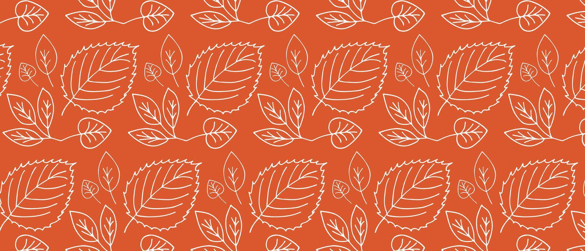 Autumn pattern with hand drawn leaves. vector