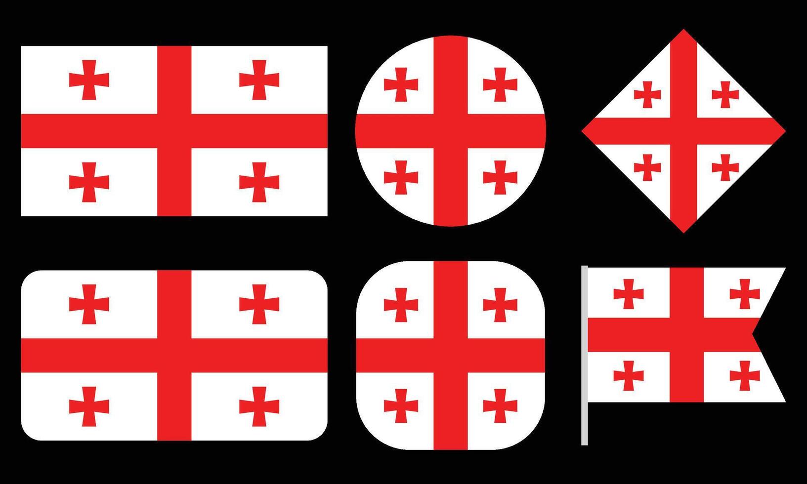 Collection of Georgia Flag Isolated on Black Background vector
