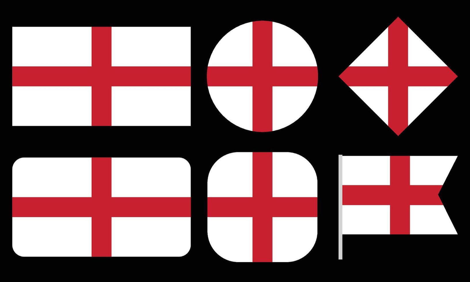 Collection of England Flag Isolated on Black Background vector