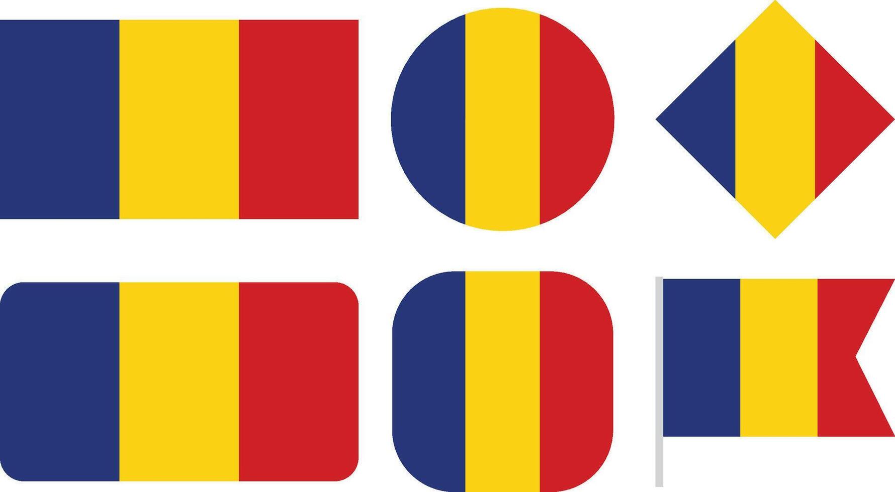Collection of Romania Flag Isolated on White Background vector