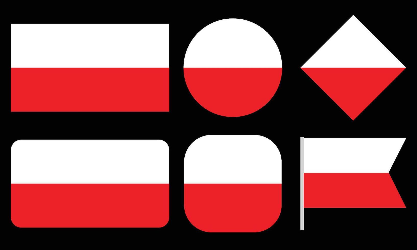 Collection of Poland Flag Isolated on Black Background vector