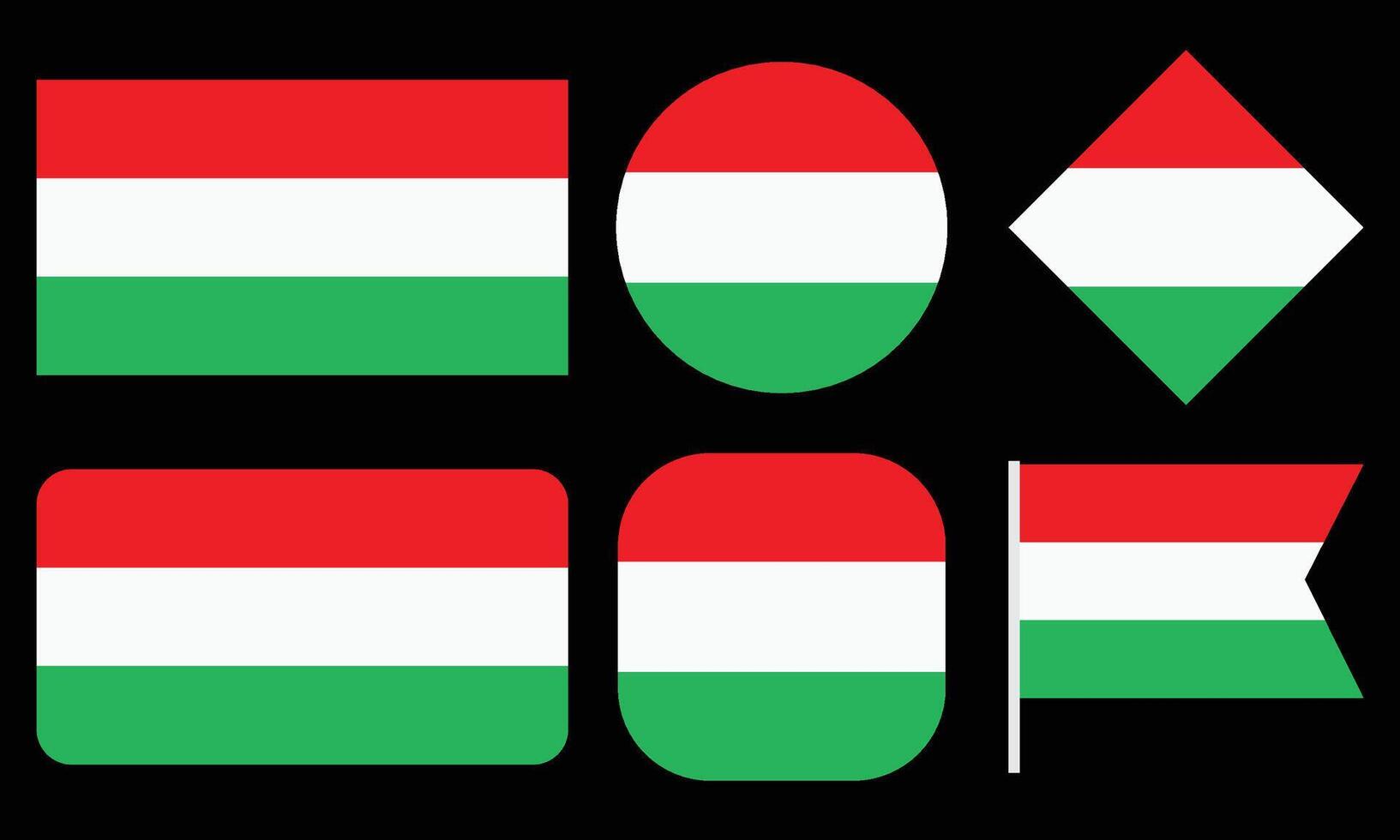 Collection of Hungary Flag Isolated on Black Background vector