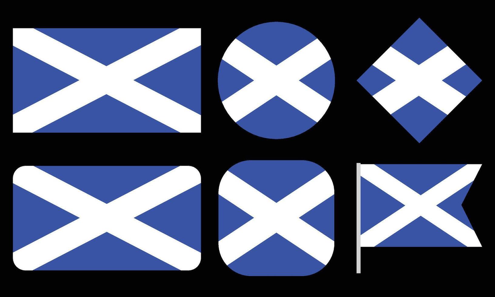 Collection of Scotland Flag Isolated on Black Background vector