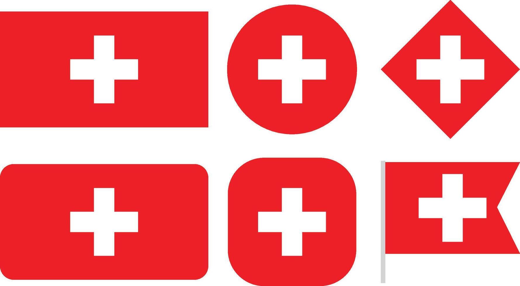 Collection of Switzerland Flag Isolated on White Background vector