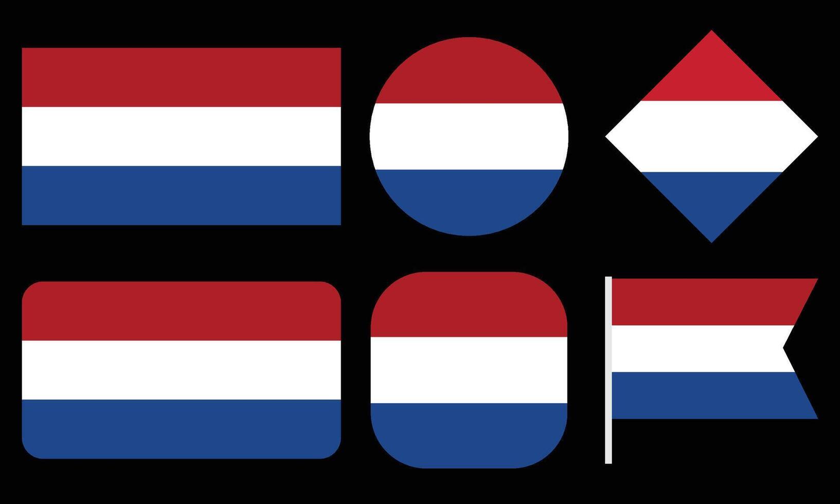 Collection of Netherlands Flag Isolated on Black Background vector