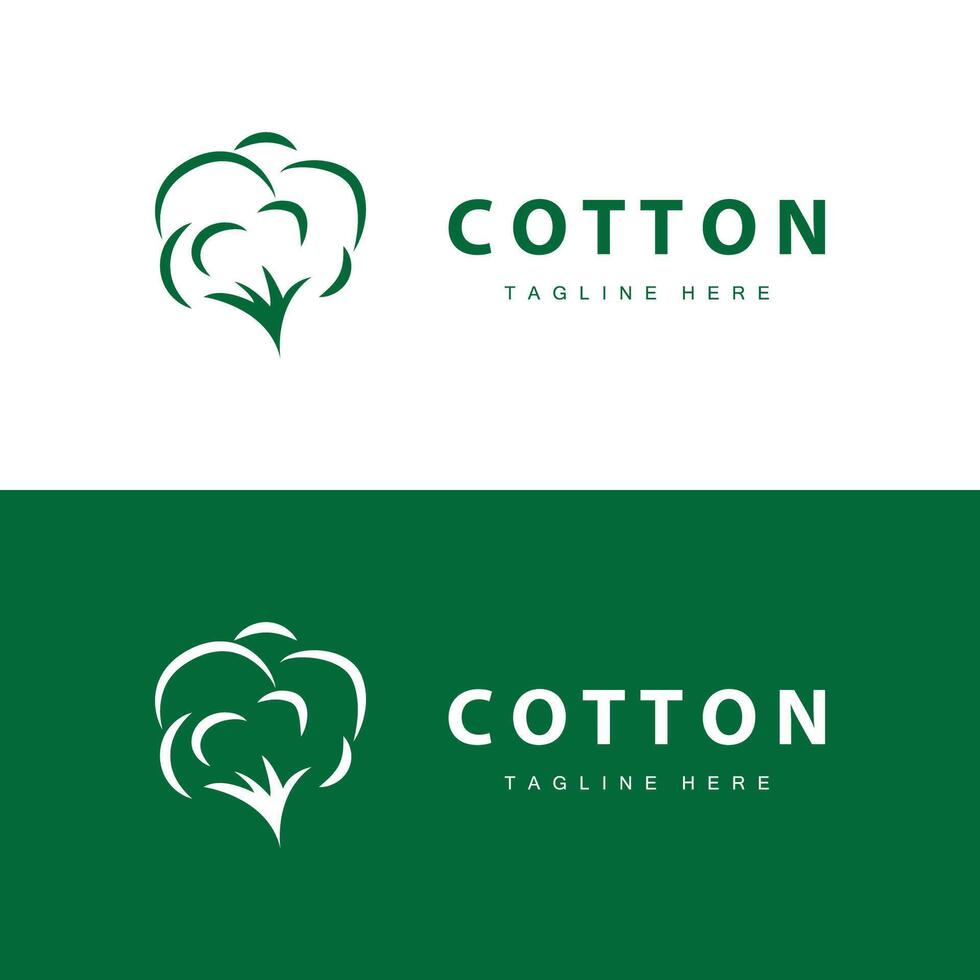 cotton logo design flower soft cotton organic plant textile material clothing illustration template vector
