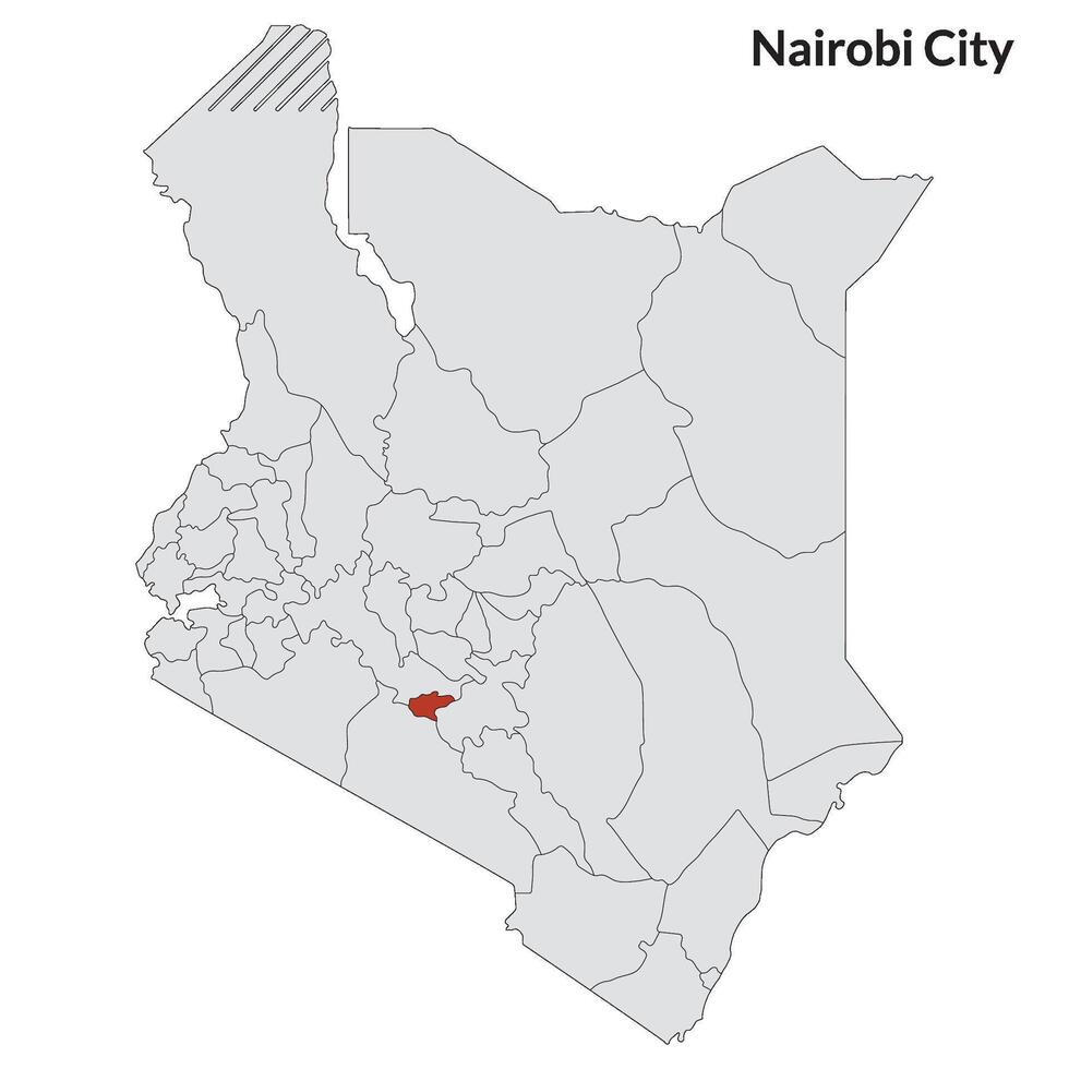 Kenya map. Map of Kenya with capital city Nairobi vector