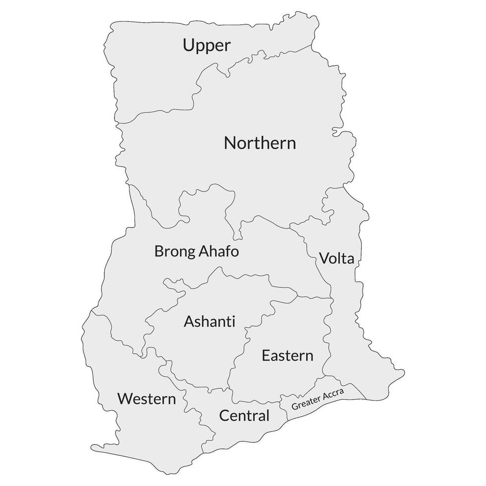 Ghana map. Map of Ghana in main regions vector