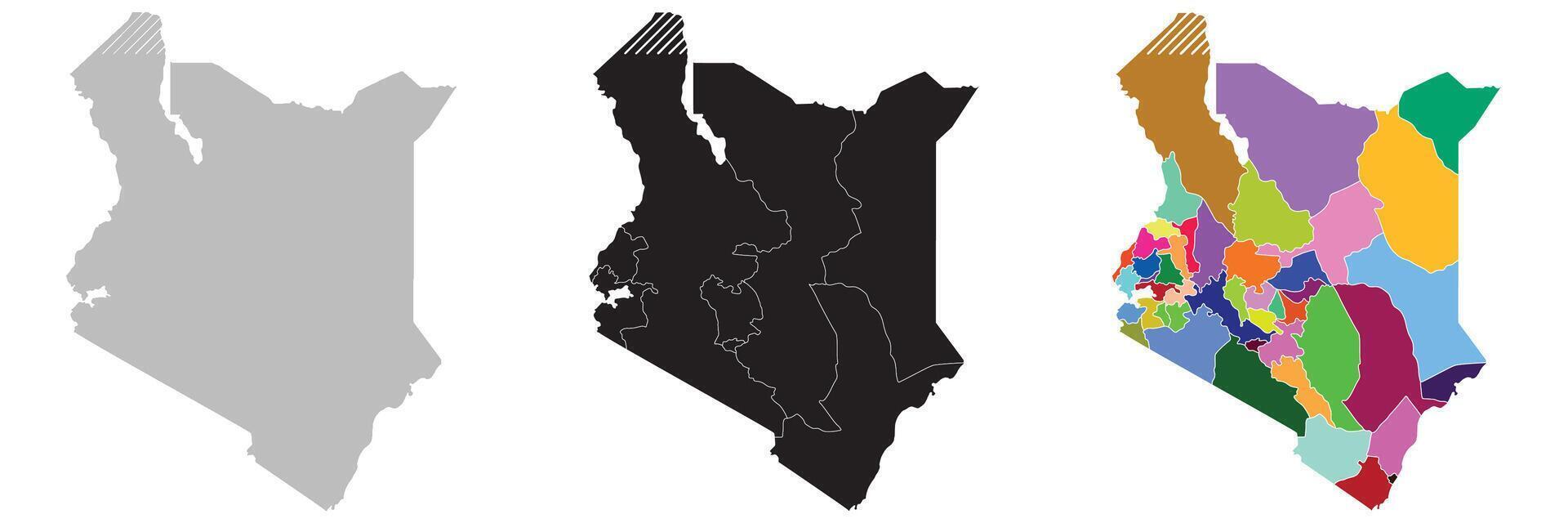 Kenya map. Map of Kenya in set vector