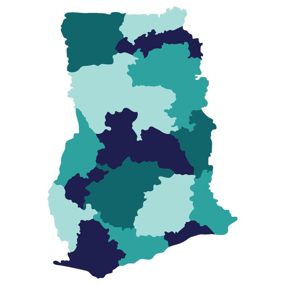 Ghana map. Map of Ghana in administrative provinces in multicolor vector