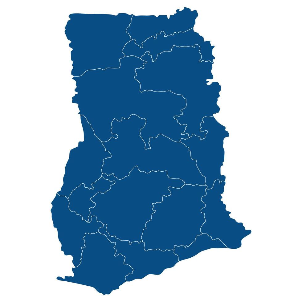 Ghana map. Map of Ghana in administrative provinces in blue color vector