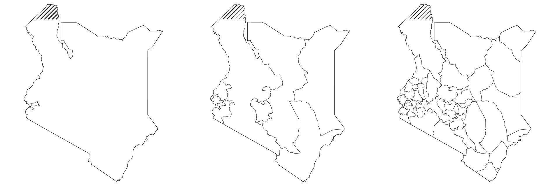 Kenya map. Map of Kenya in white set vector