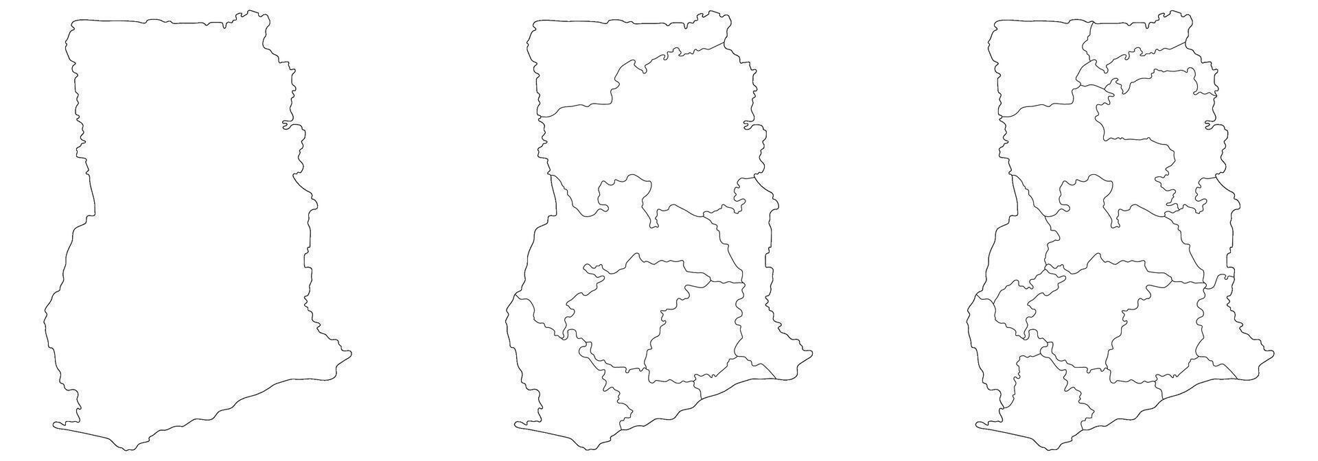 Ghana map. Map of Ghana in white set vector