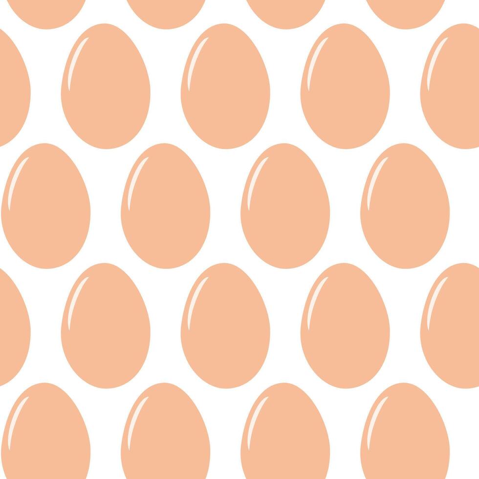 Whole beige eggs in shell in trendy soft shade Seamless pattern isolated on white. Abstract backdrop. EPS illustration. Wrapping, cards, posters, banner, brochures or promo, web wallpaper idea vector