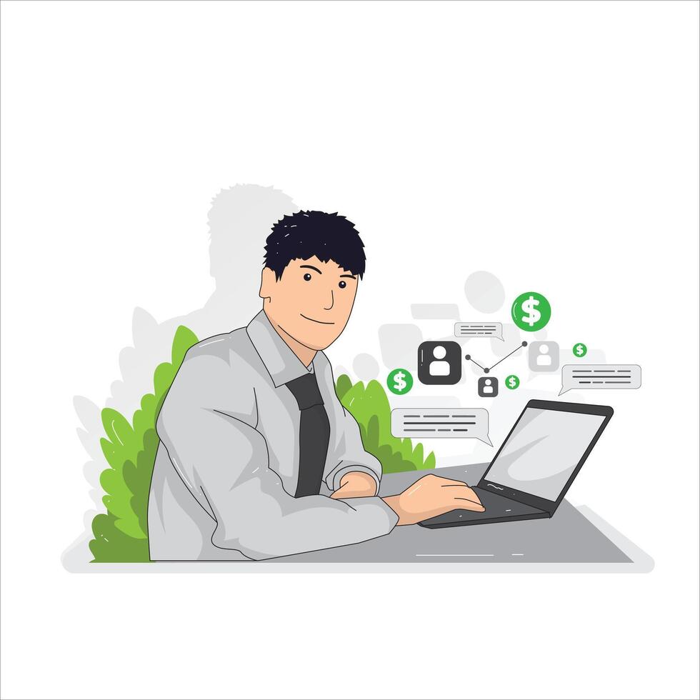 Illustration of a man working in a Finance, Budget, Fund company vector