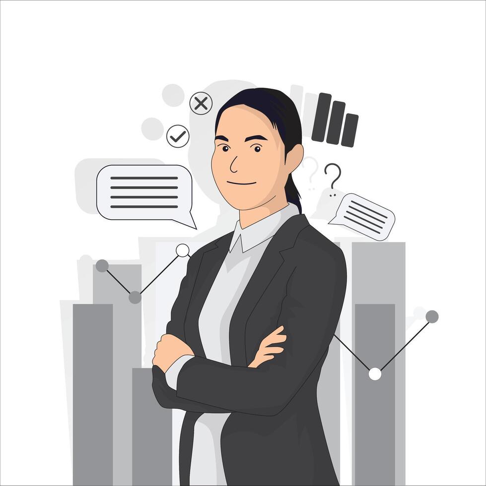 llustration of a woman working in a management company vector