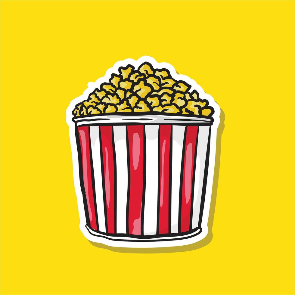makanan popcorn wadah merah putih vector