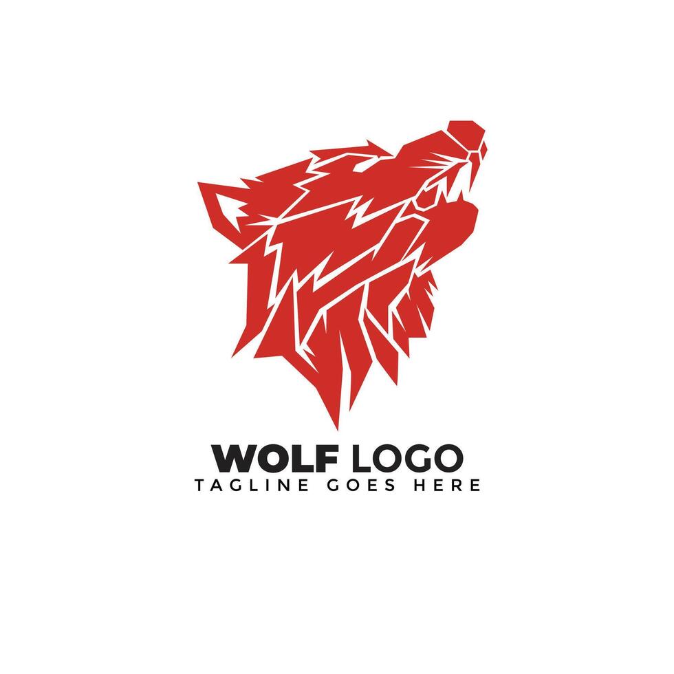 Red wolf abstract logo vector