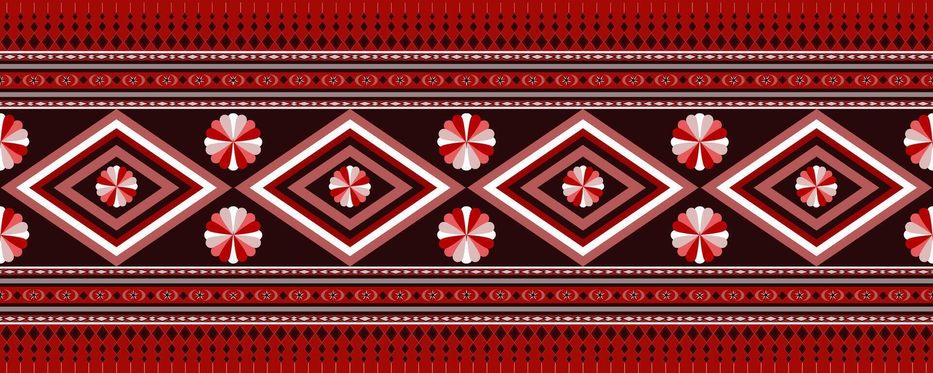 Red Ethnic patterns background embroidery. vector
