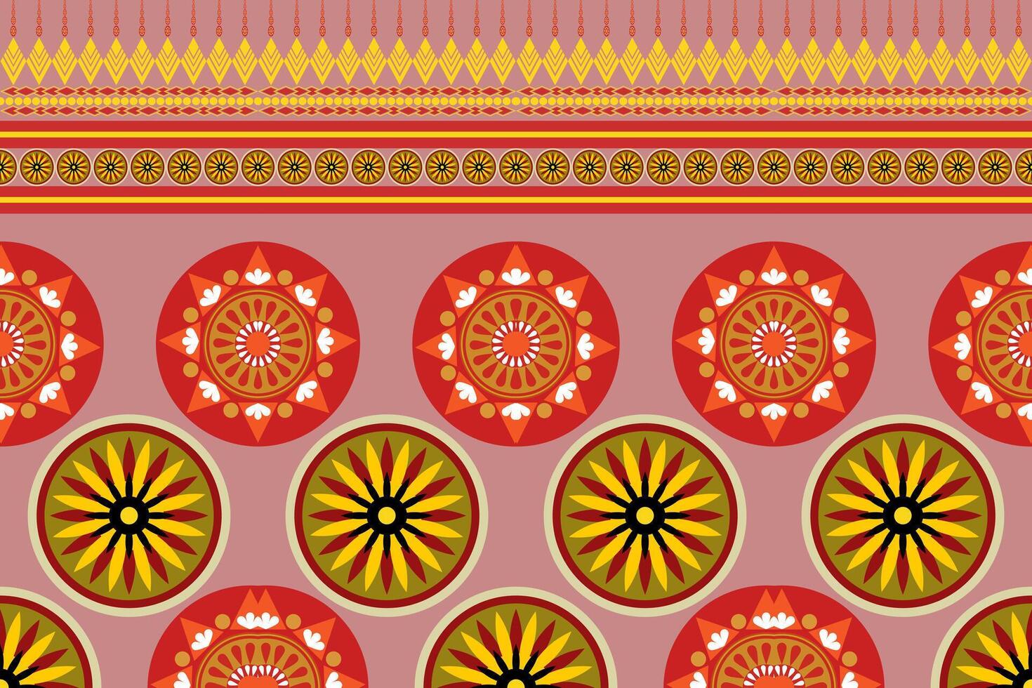 Vintage red and yellow Ethnic abstract pattern tribal vector
