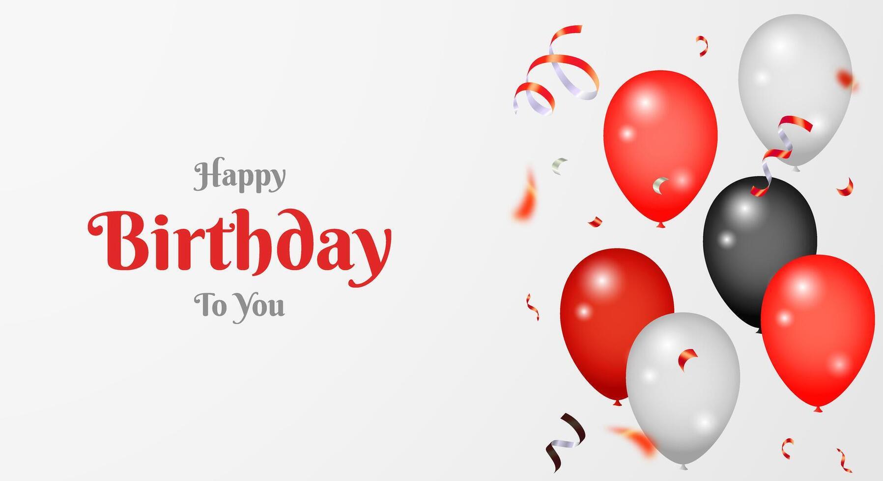 Happy birthday celebration greeting card design. Birthday celebration party banner with red color balloons background vector