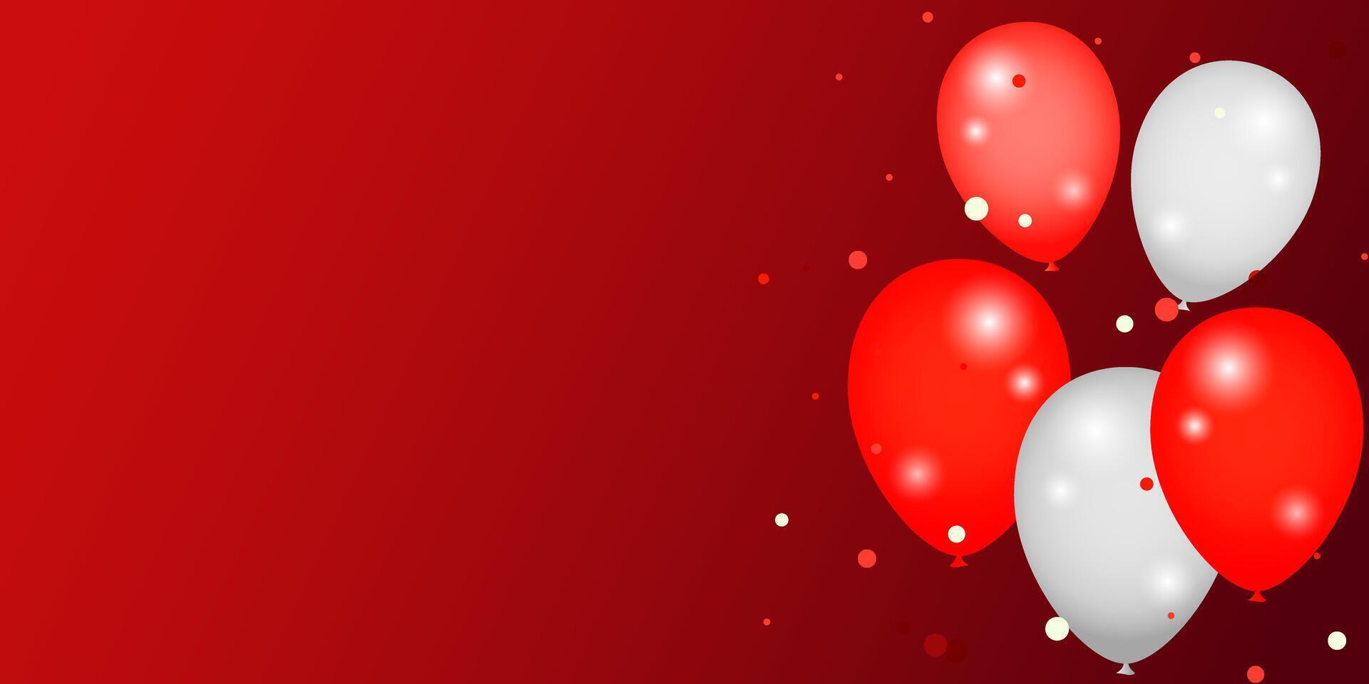 Celebration party banner with red color balloons background. party balloons illustration. Birthday and celebration banner with colorful balloon background template vector