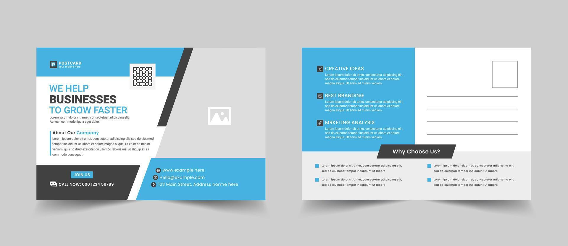 Corporate business modern postcard EDDM design template. suitable for Landscape flyer or Landscape brochure cover design vector