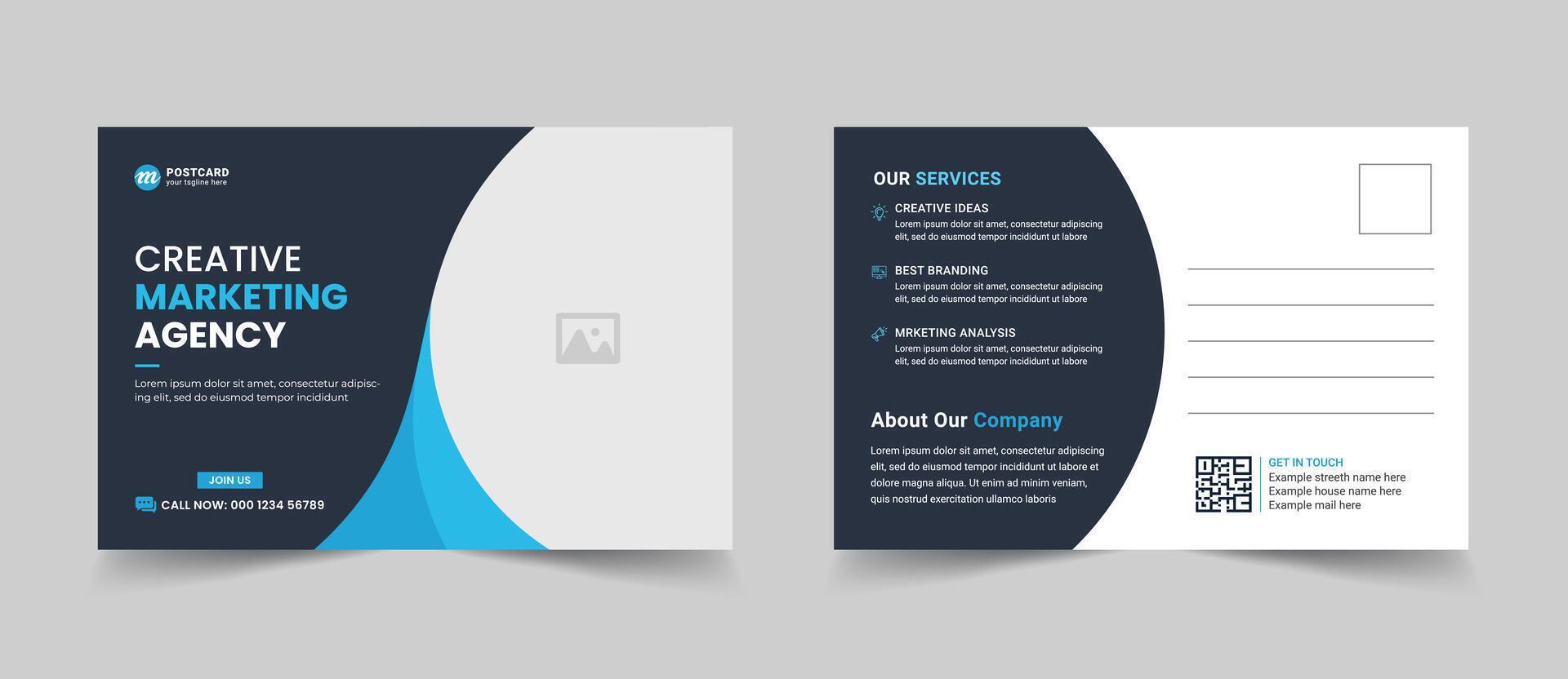 Corporate Business Postcard or EDDM Postcard Template. Simple and Clean Modern Minimal Postcard Template vector