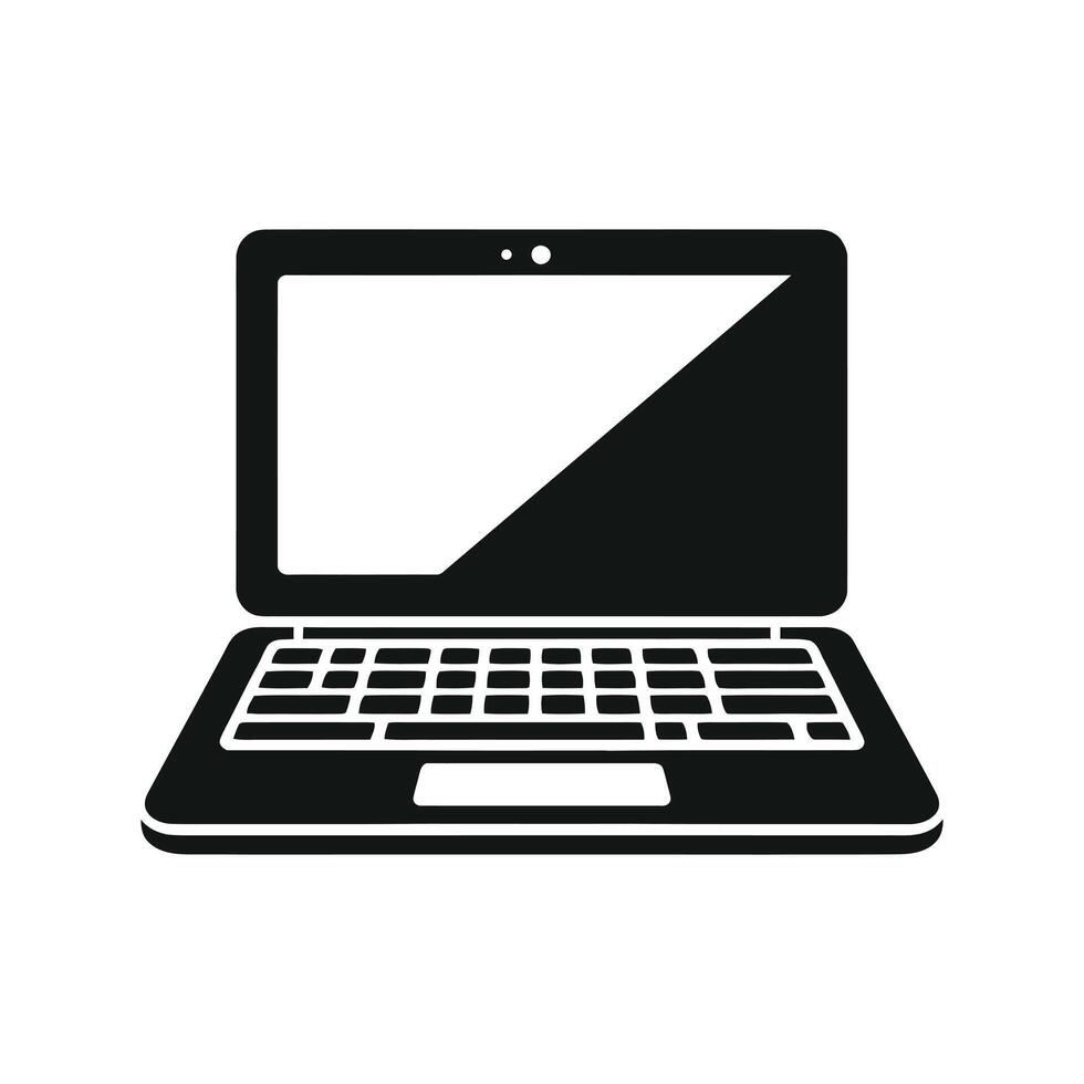High Quality Laptop Silhouette Ideal for Tech Illustrations vector