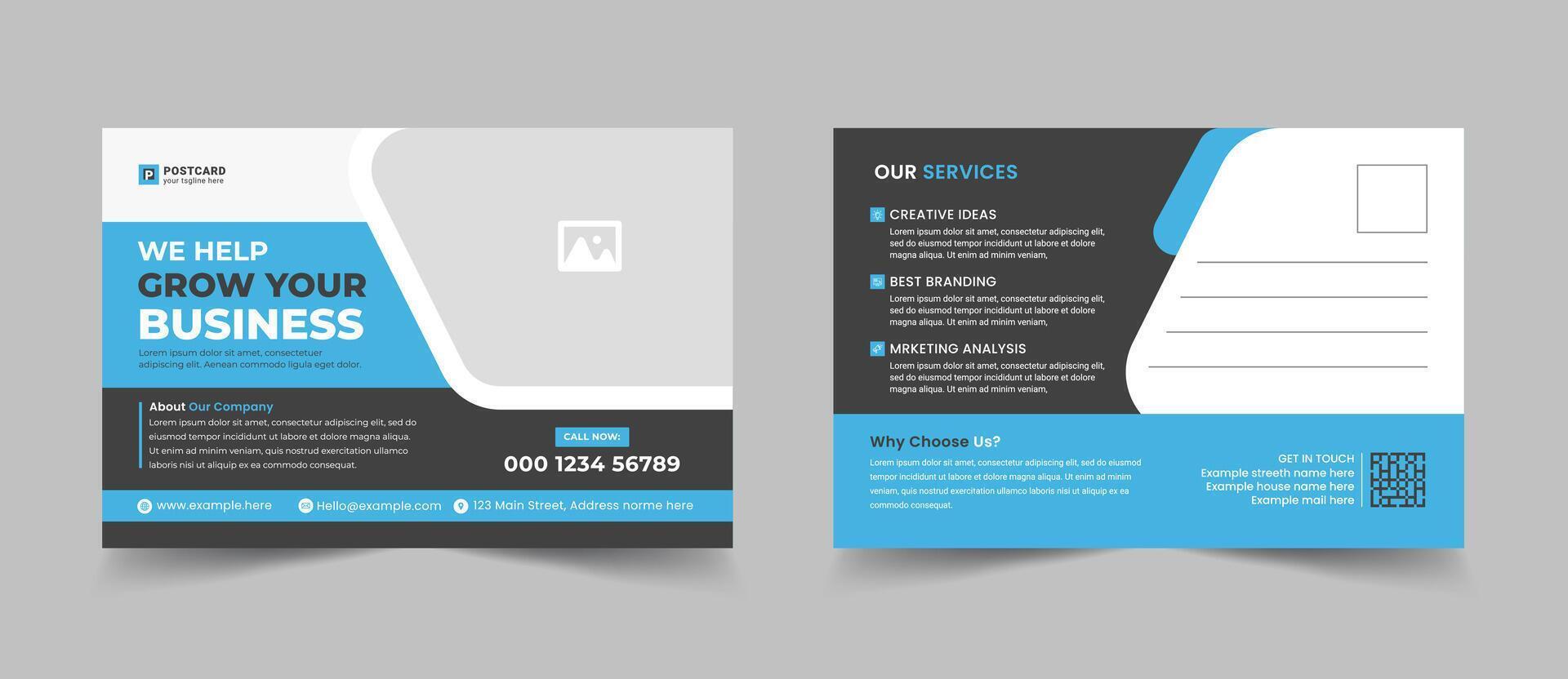 Creative modern corporate business postcard EDDM design template. presentation, brochure, book cover layout, flyers vector