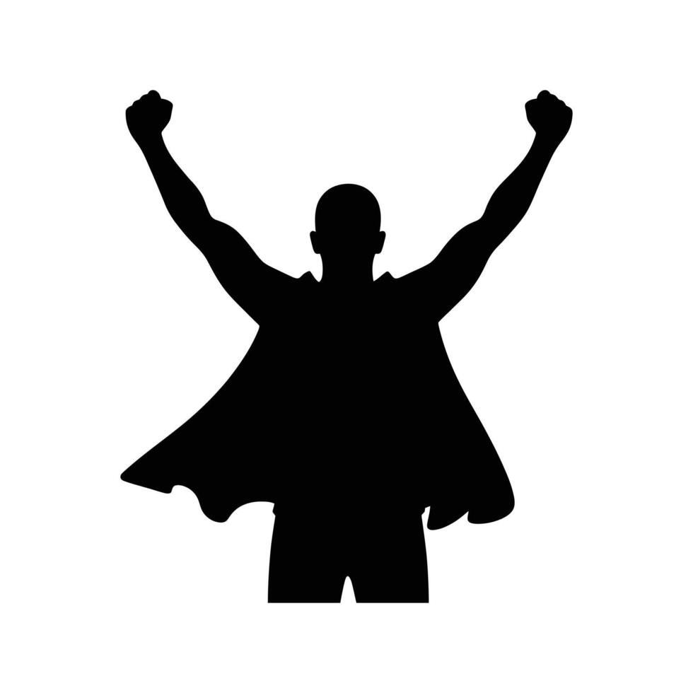 Motivational Silhouette of a Person Celebrating Success - Achievement and Joyful Moment vector