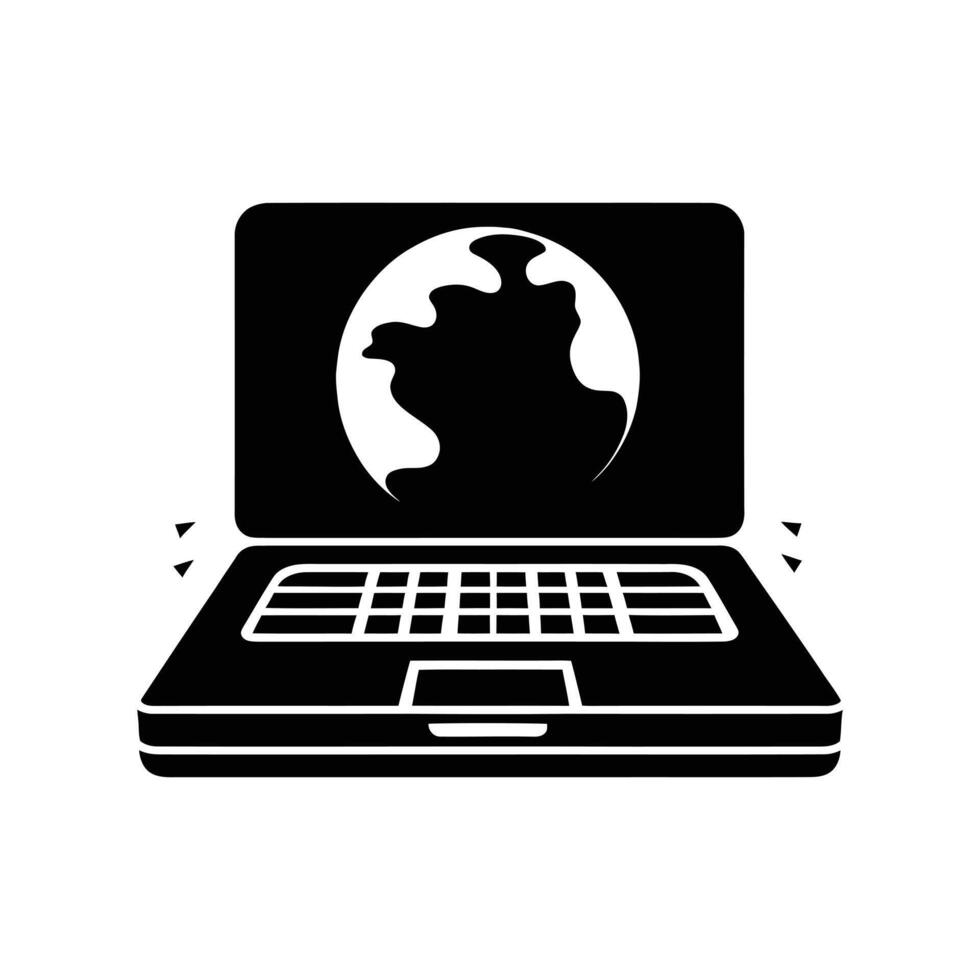 Professional Laptop Icon Silhouette Perfect for Digital Projects vector