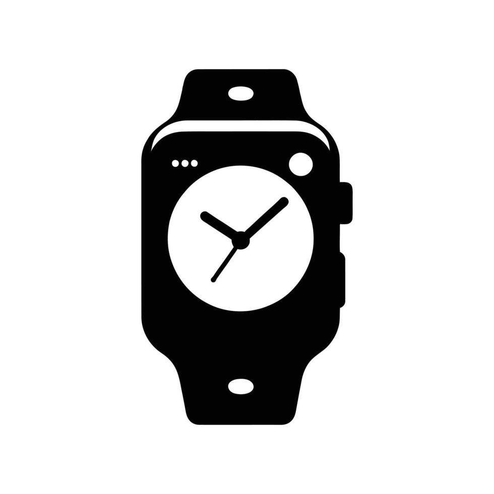 Versatile Smartwatch Icon Silhouette Perfect for Tech and Lifestyle Designs vector