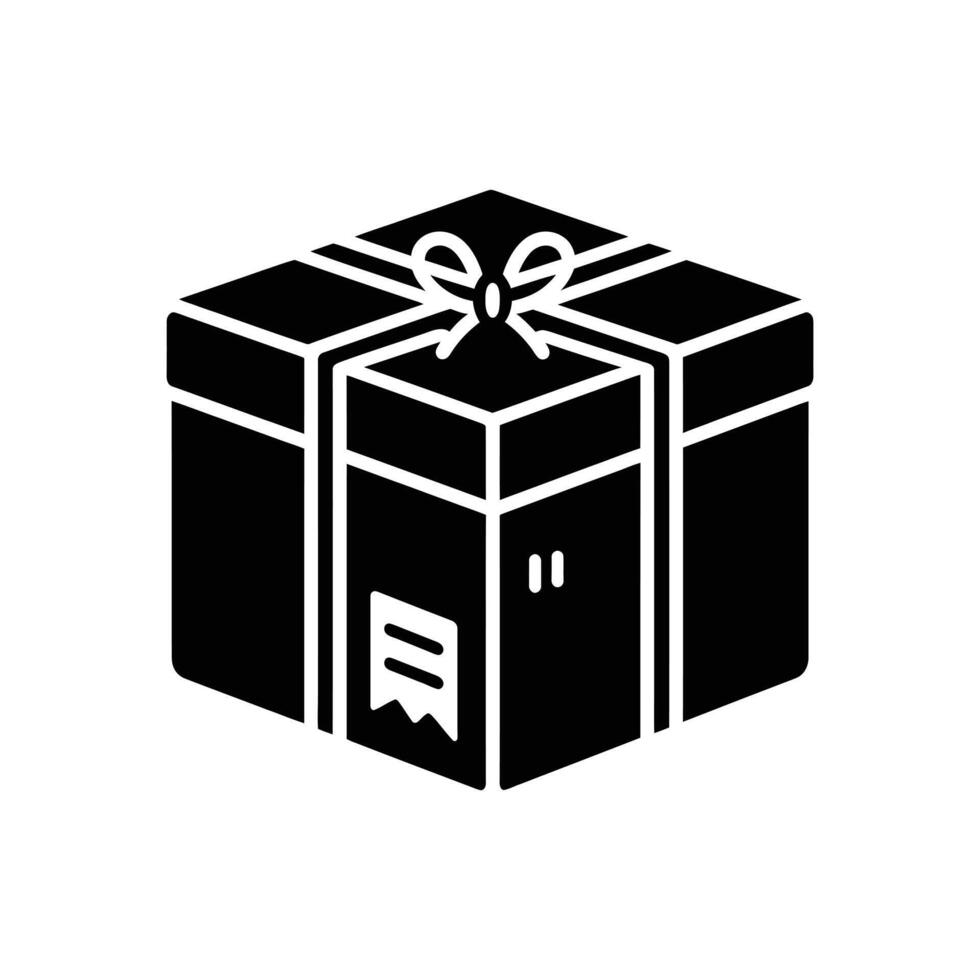 Black and White Gift Box Icon Ideal for Web and Print Projects vector