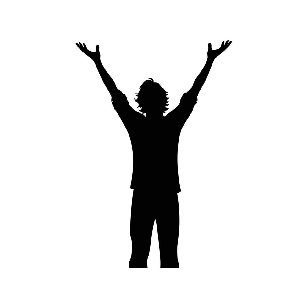 Motivational Silhouette of a Person Celebrating Success - Achievement and Joyful Moment vector
