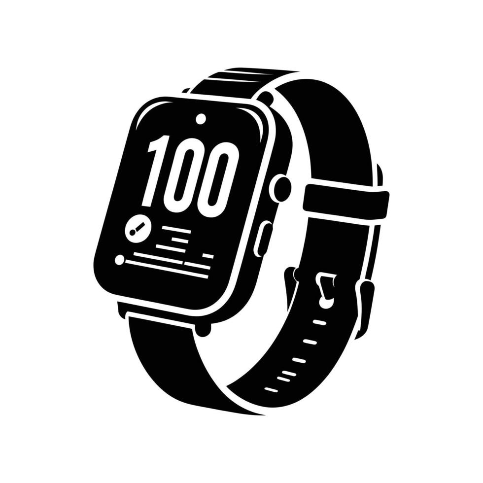 Modern Smartwatch Silhouette High-Quality Digital Illustration vector