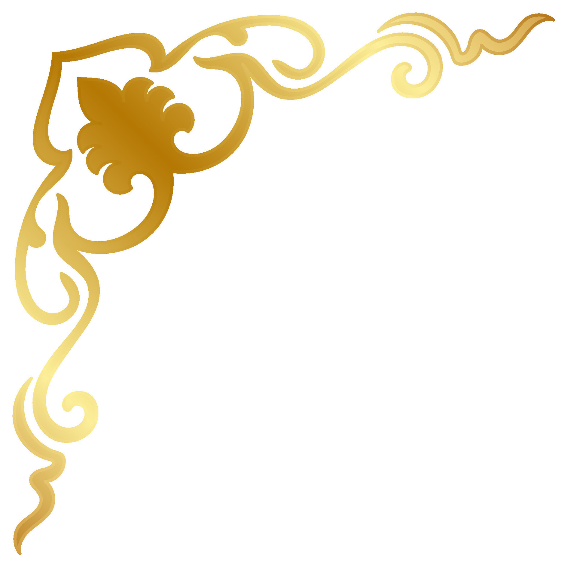 luxurious golden corner Classic gold gradient on white background
