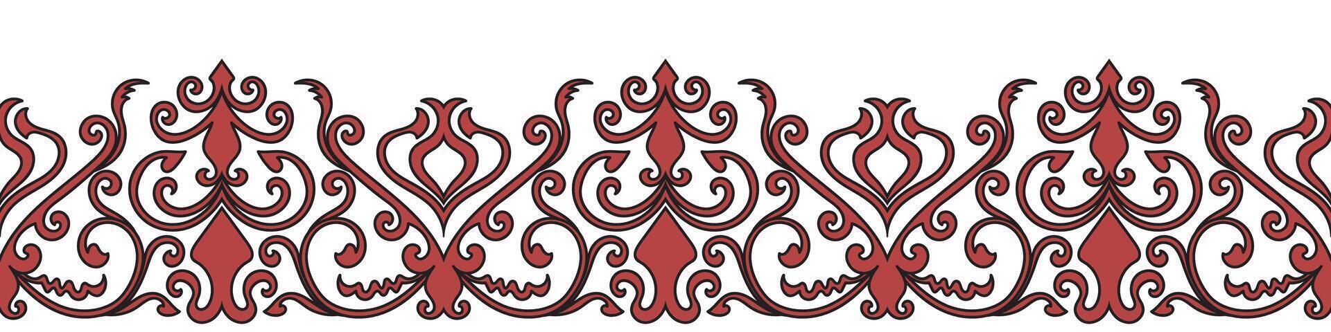 seamless border Red abstract complex lines for frame. Brush vector