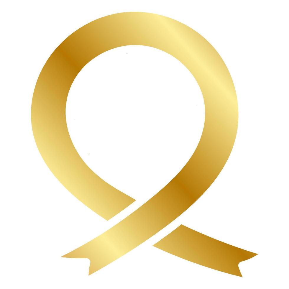 Golden ribbon of care on a white background vector