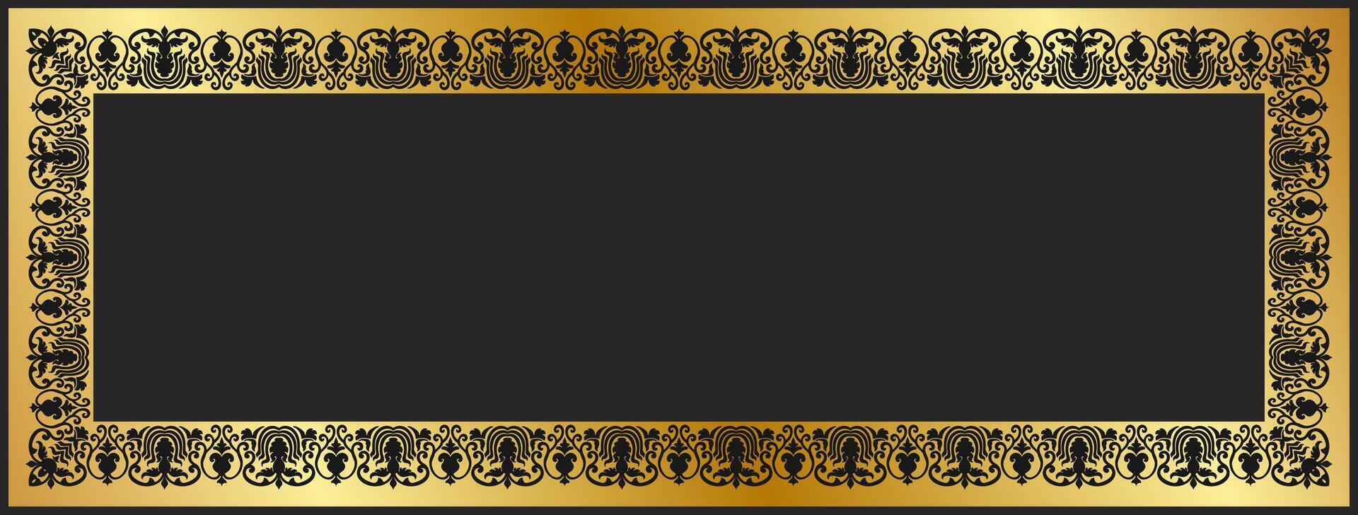 Elegant black gold frame for decorating cards. Gradient gold message frame vector