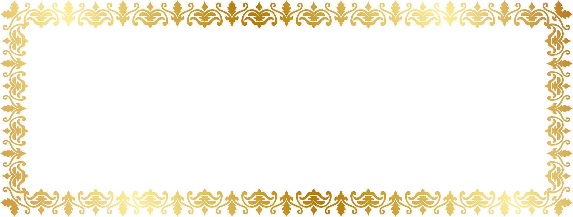 Golden abstract border for cards and messages, abstract pattern frame vector
