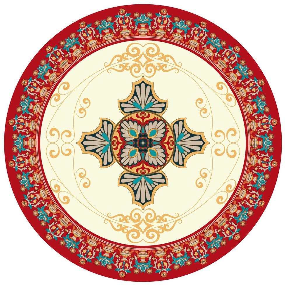 abstract circle Intricate floral circle prints for plates, tiles, ceramics. vector