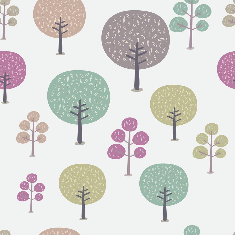 tree seamless pattern with leaves elements vector
