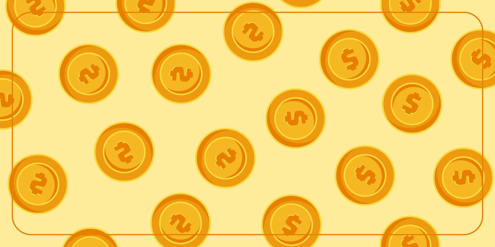 gold background pattern with dollar coin icon. template design for banner, poster, brochure, social media. vector