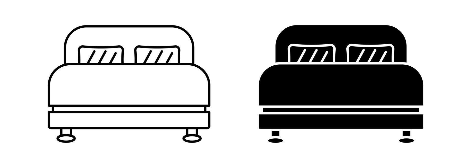 bed icon, line and silhouette design. vector