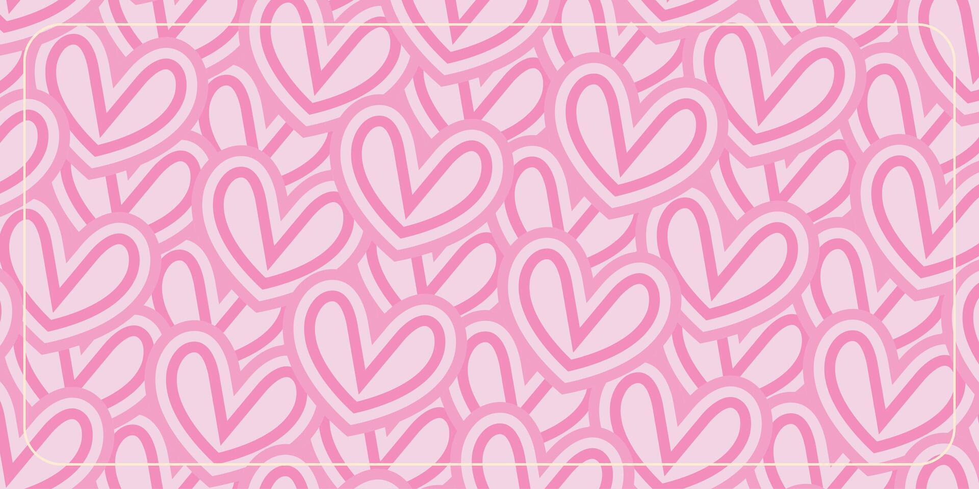 pink background christmas pattern with heart icons. design for banner, poster, greeting card, social media. vector
