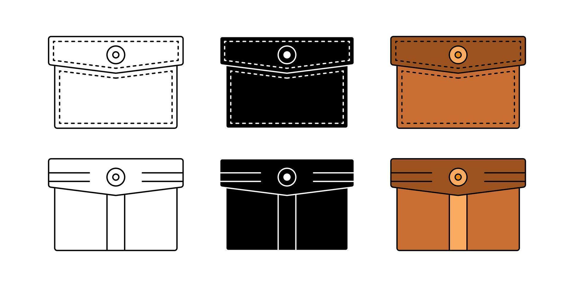 bag, wallet, pocket icon set. modern design isolated on white background. vector